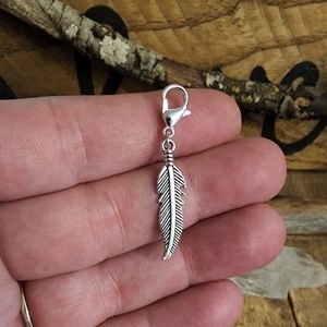 5/$25 Feather Charm for Bracelet Anklet Wallet Journal Bird Bohemian Bag Clip on